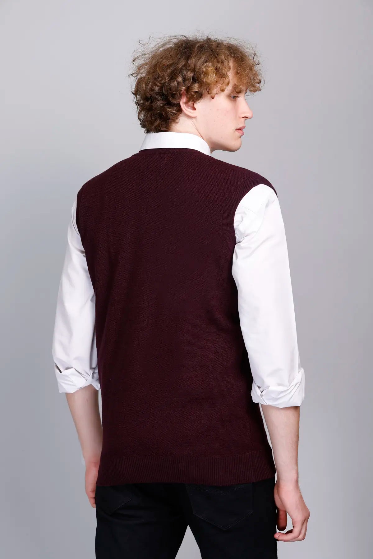 Grape V-Neck Sleeveless Sweater Vest Men