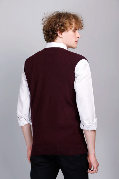 Grape V-Neck Sleeveless Sweater Vest Men