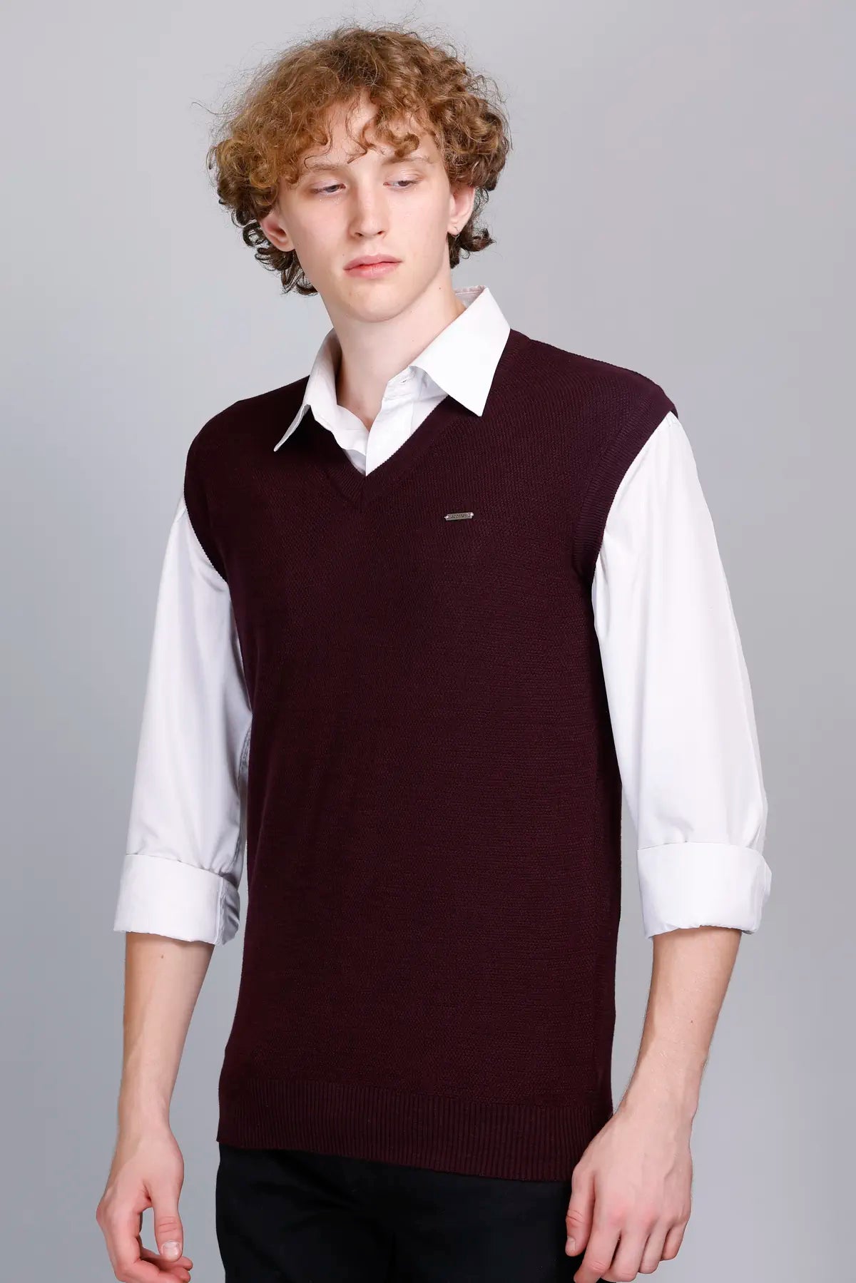 Grape V-Neck Sleeveless Sweater Vest Men