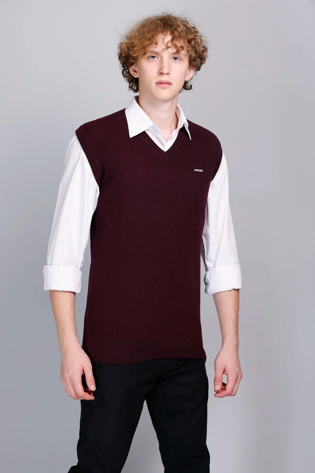 Grape V-Neck Sleeveless Sweater Vest Men