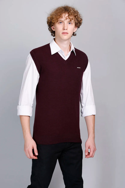 Grape V-Neck Sleeveless Sweater Vest Men