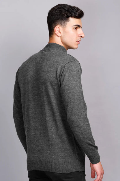 Medium Grey Solid Turtle Neck Sweater