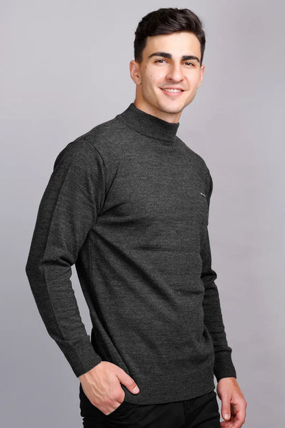 Charcoal Turtle Neck Woollen Pullover