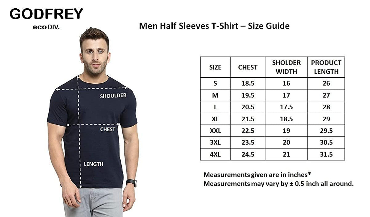 Godfrey Eco Navy Solid Round Neck Men T-Shirt
