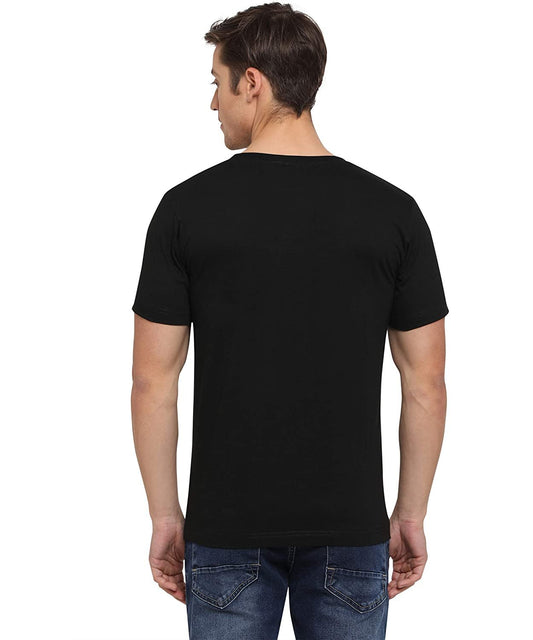 Godfrey Eco Black Solid Round Neck Men T-Shirt