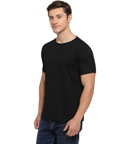 Godfrey Eco Black Solid Round Neck Men T-Shirt