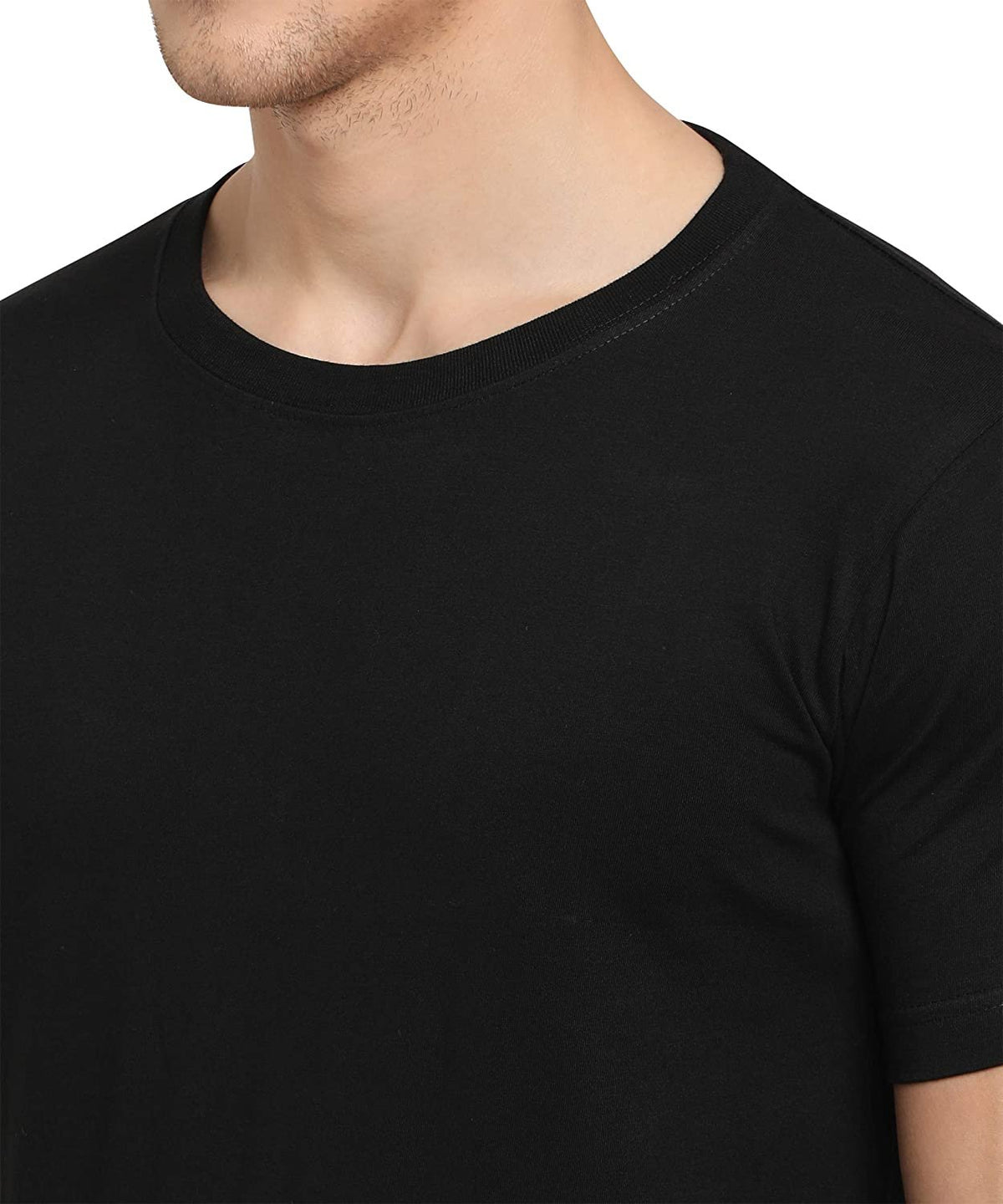 Godfrey Eco Black Solid Round Neck Men T-Shirt