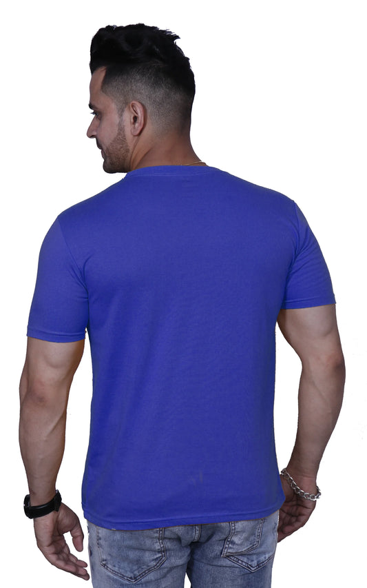 Godfrey Eco Royal Blue Printed Round Neck T-Shirt