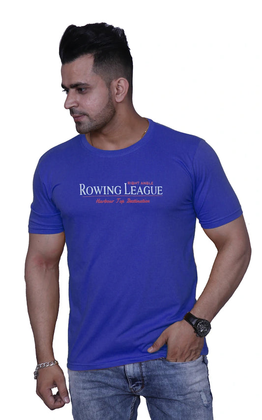 Godfrey Eco Royal Blue Printed Round Neck T-Shirt