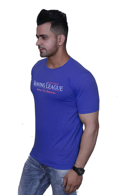 Godfrey Eco Royal Blue Printed Round Neck T-Shirt