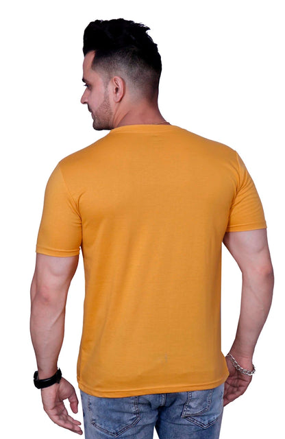 Godfrey Eco Canary Yellow Printed Round Neck T-Shirt