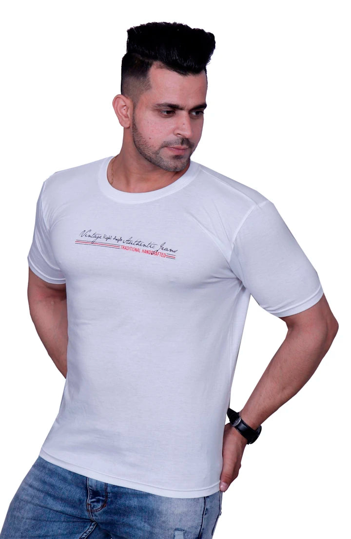 Godfrey Eco White Printed Round Neck T-Shirt