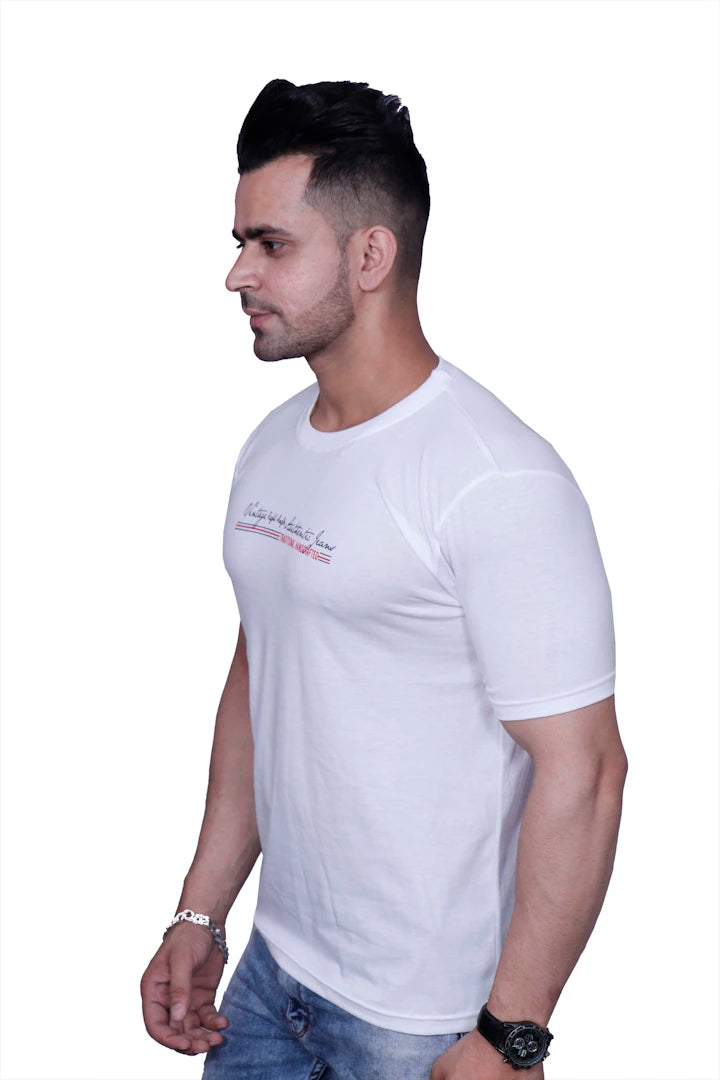 Godfrey Eco White Printed Round Neck T-Shirt