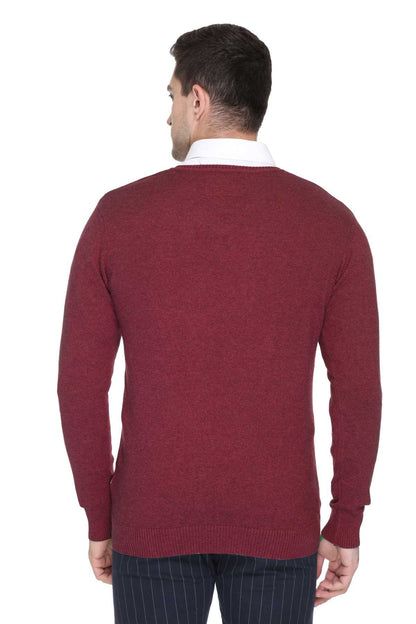 Wine Solid V-Neck Pullover