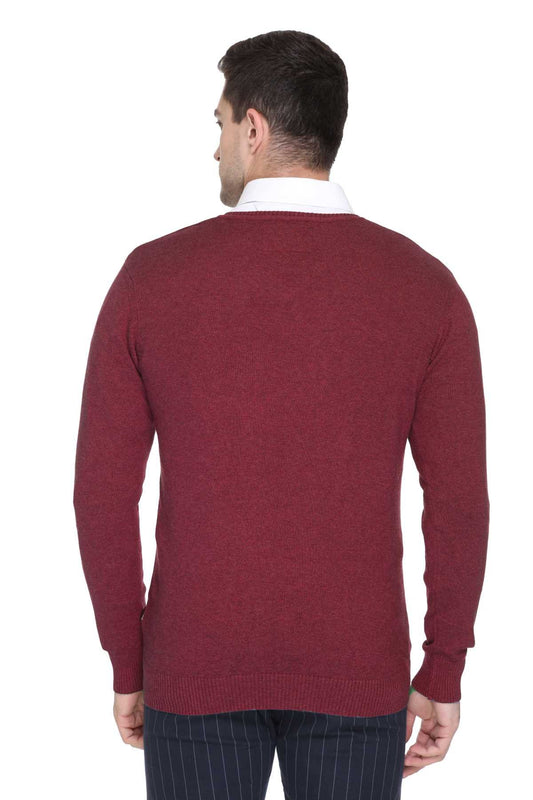 Wine Solid V-Neck Pullover