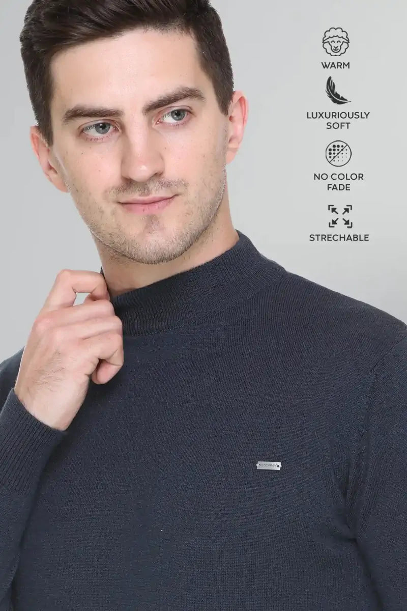 Airforce Solid Turtle Neck Woollen Pullover