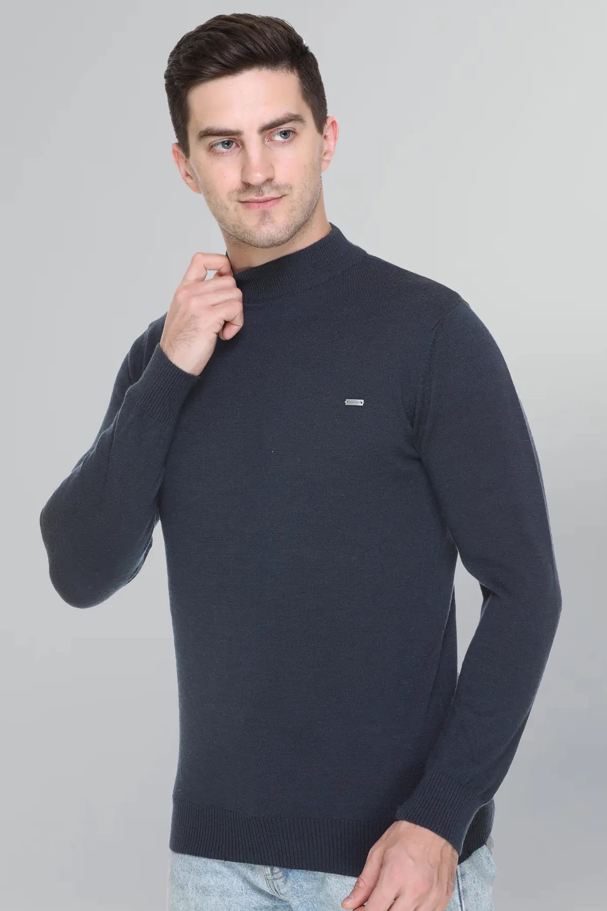 Airforce Solid Turtle Neck Woollen Pullover