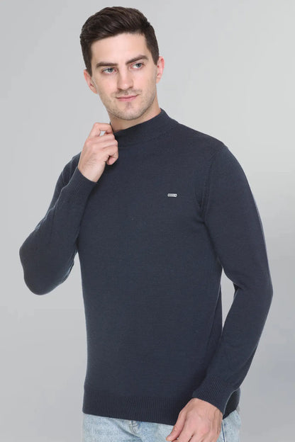Airforce Solid Turtle Neck Woollen Pullover