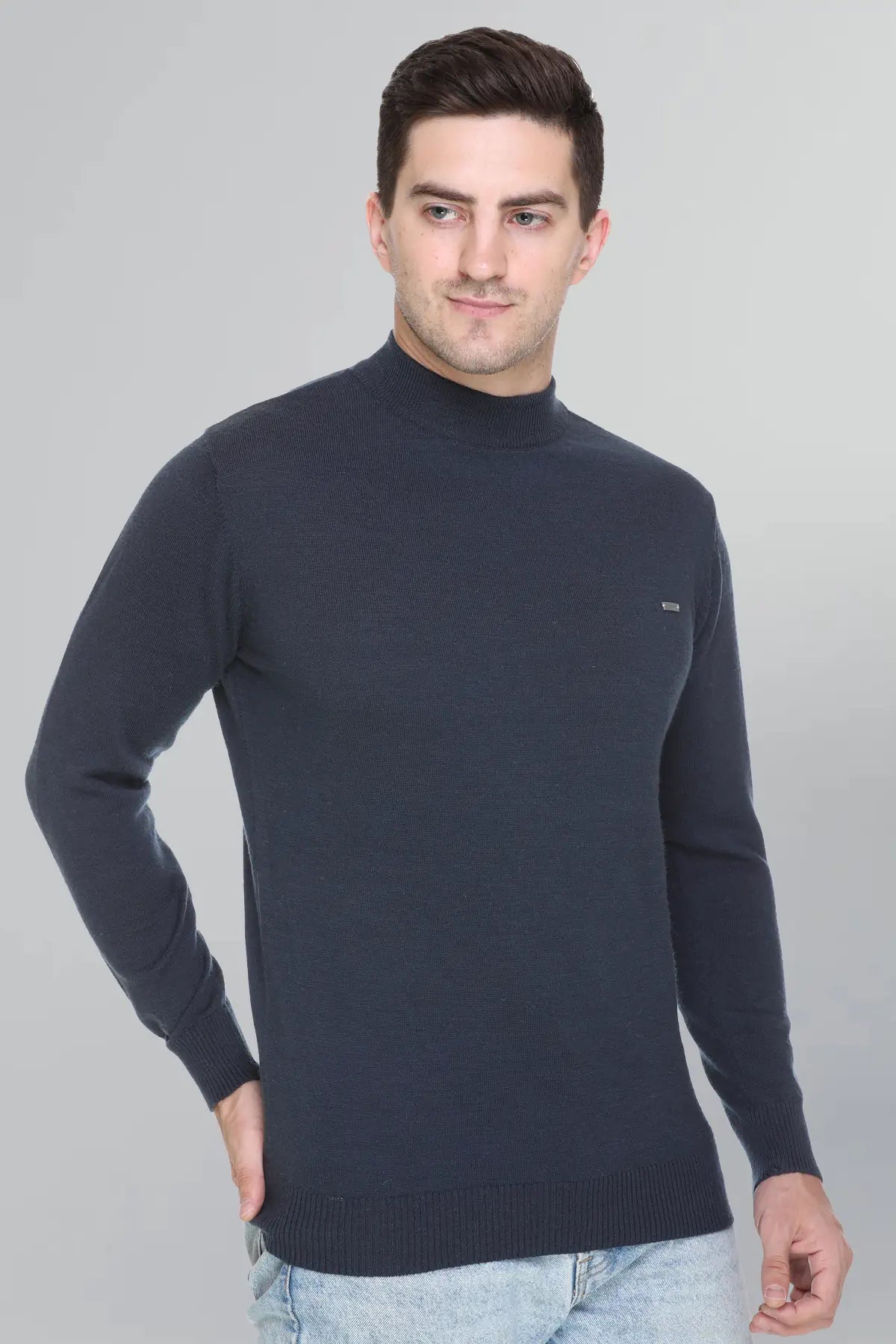Airforce Solid Turtle Neck Woollen Pullover