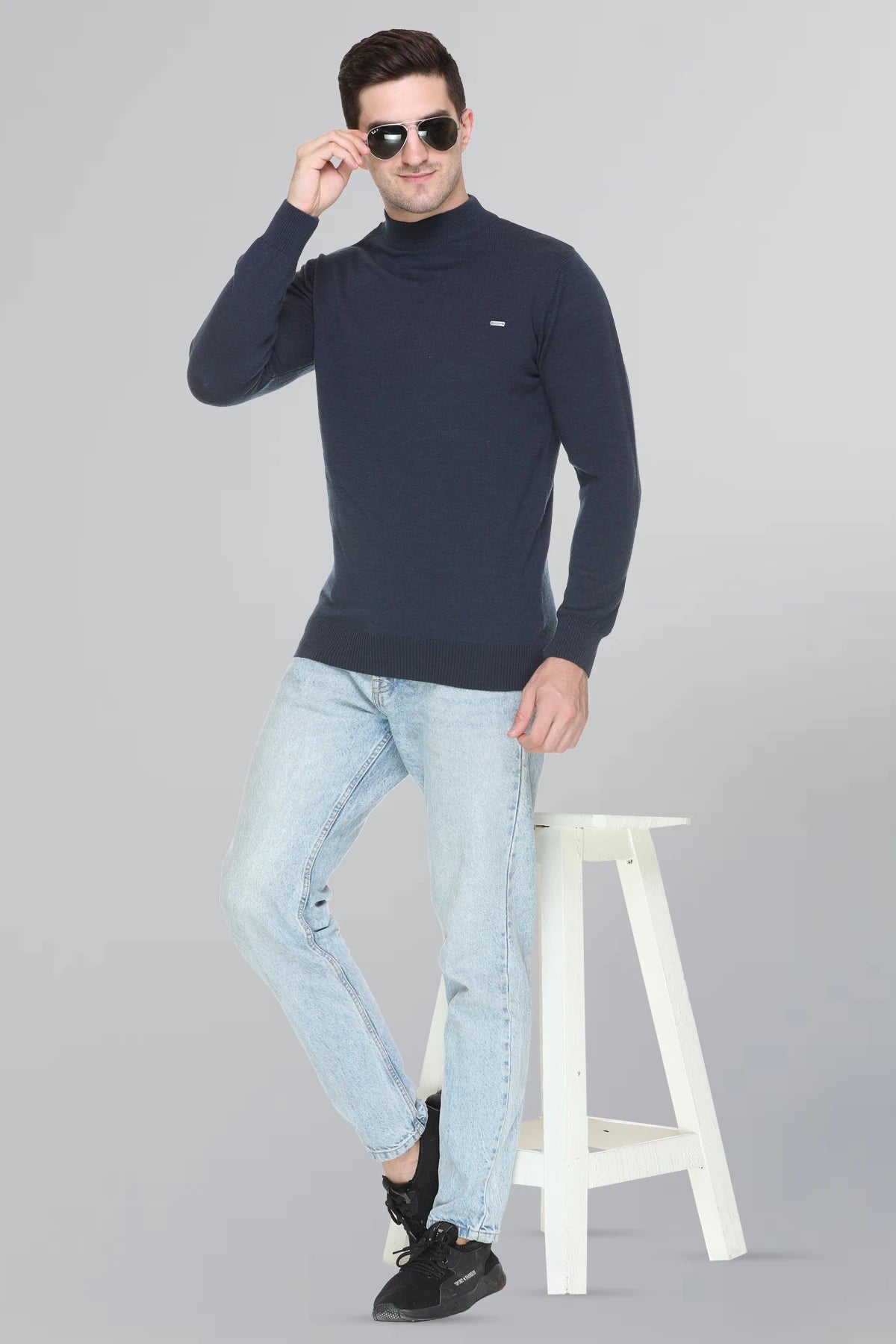 Airforce Solid Turtle Neck Woollen Pullover