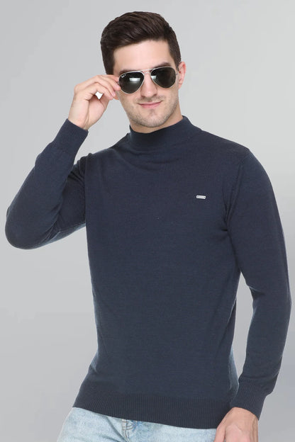 Airforce Solid Turtle Neck Woollen Pullover