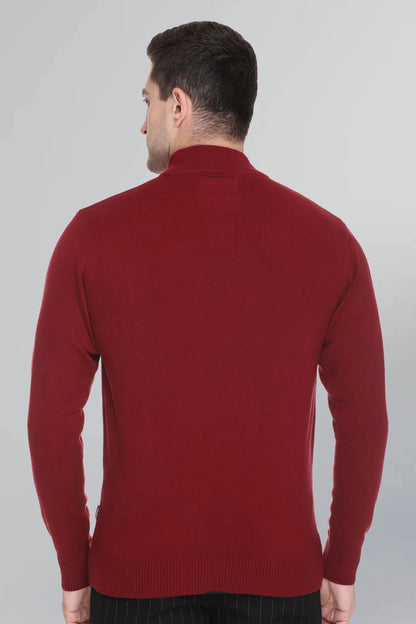 Maroon Solid Turtle Neck Woollen Pullover