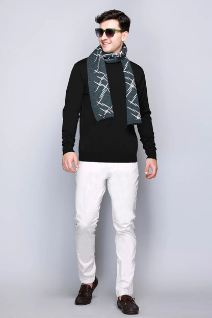 Black Solid Turtle Neck Woollen Pullover