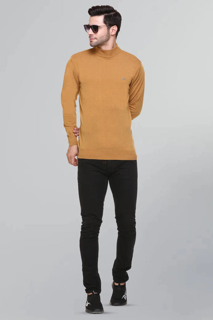 Mustard Solid Turtle Neck Woollen Pullover