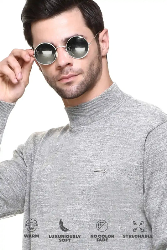 Light Grey Turtle Neck Woollen Pullover