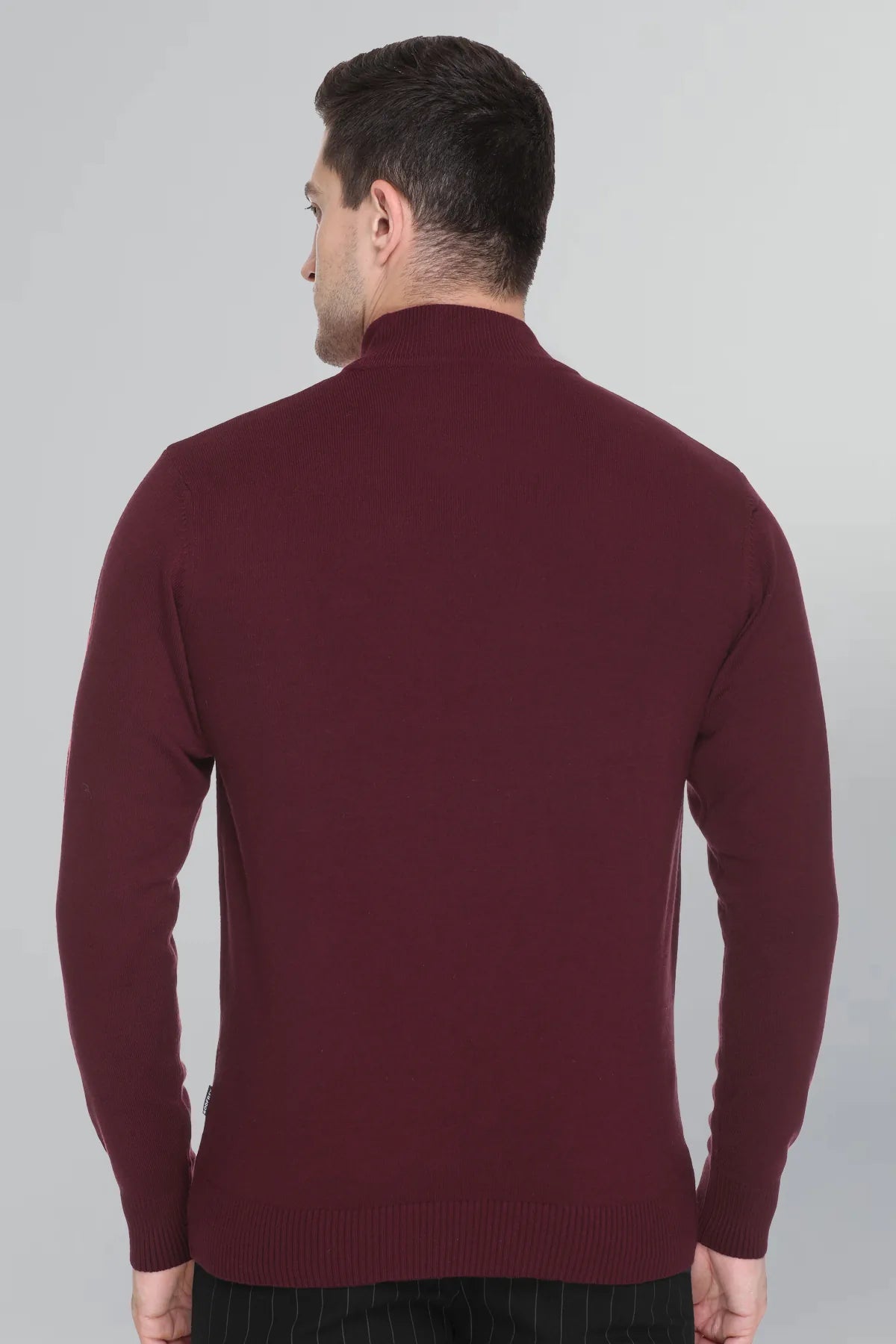 Burgundy Wine Plain Turtleneck Mens Sweater