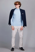 Solid Sky Blue Turtleneck Men Sweater