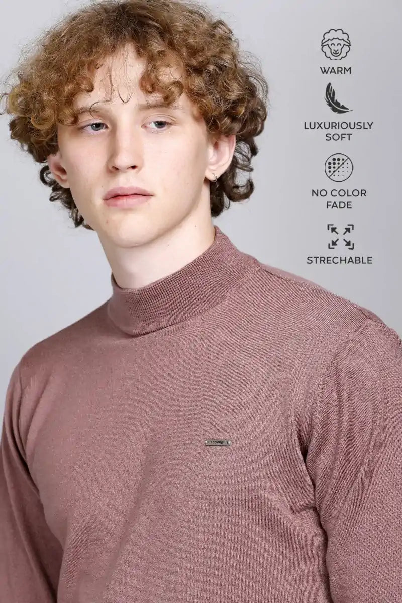 Solid Onion Turtleneck Men Sweater