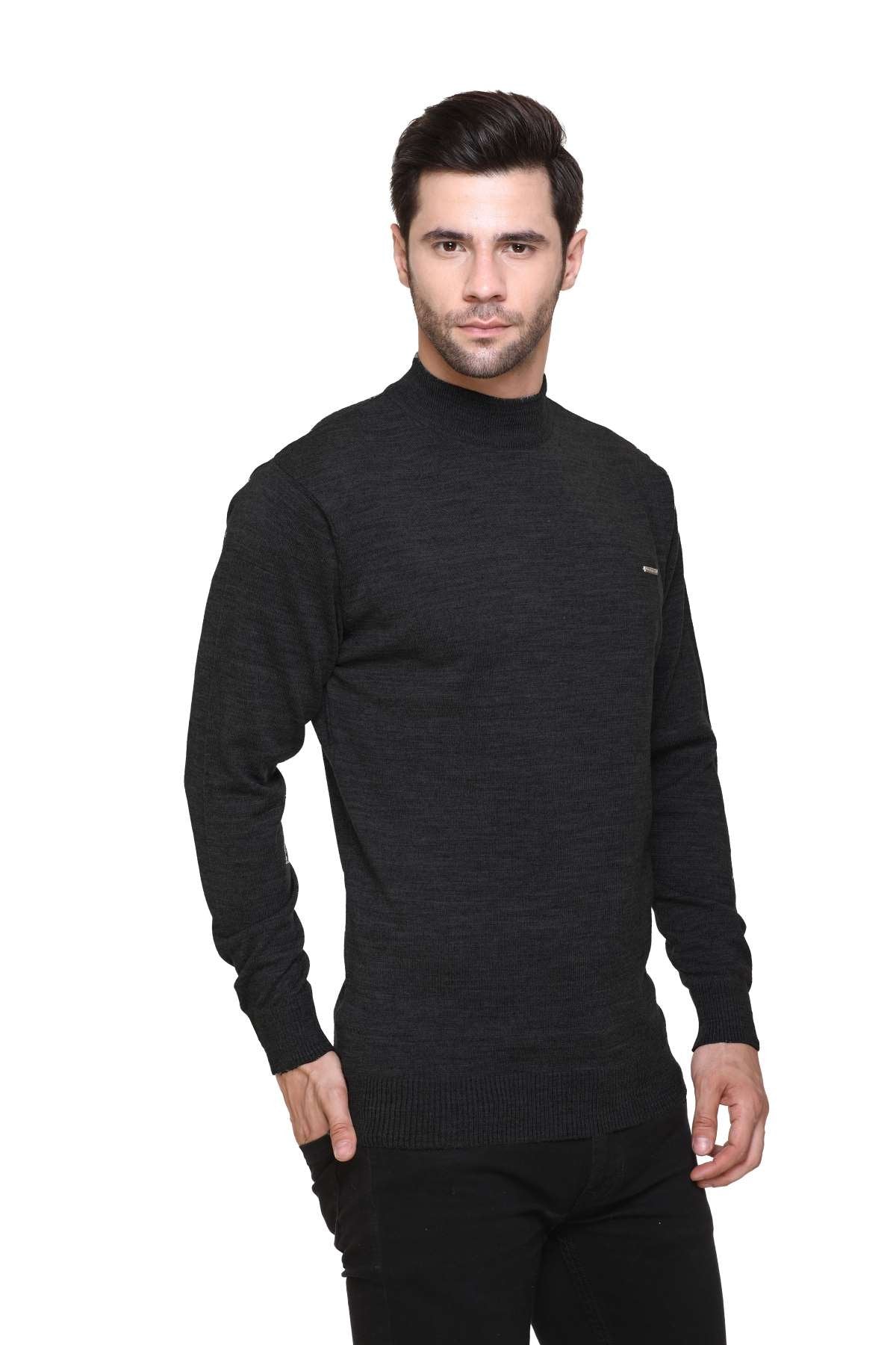 Charcoal Turtle Neck Woollen Pullover