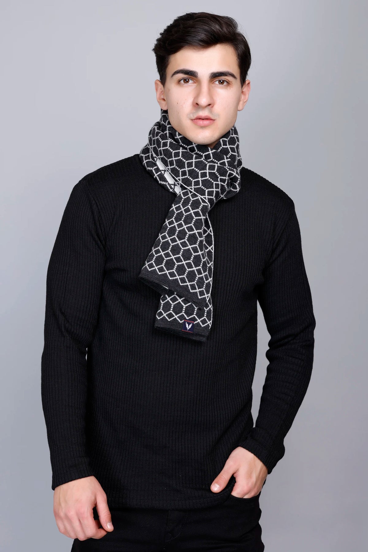 Charcoal Woolen Mufflers for Men &amp; Women