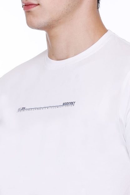 White Solid Stretch Cotton Round Neck T-Shirt for Men