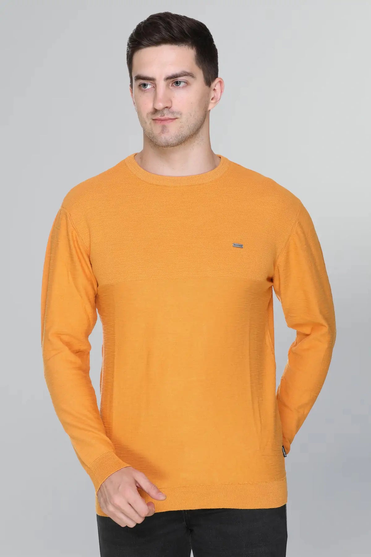 Mango Solid Round Neck Pullover