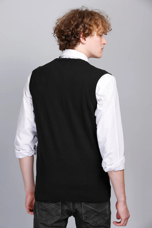 Black V-Neck Sleeve Less Pullover