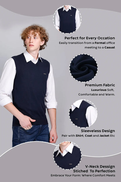 cOTTON Navy V-Neck Sleeveless Pullover