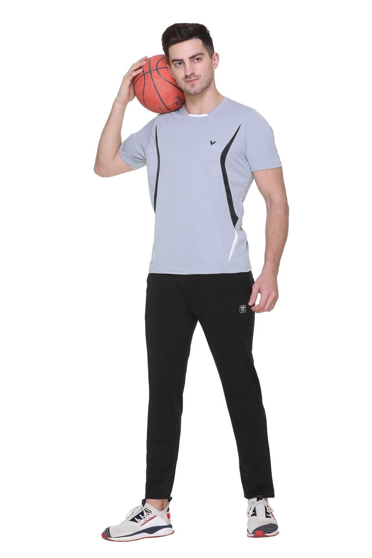 Light Grey Slim Fit Round Neck Dri Fit T-Shirt