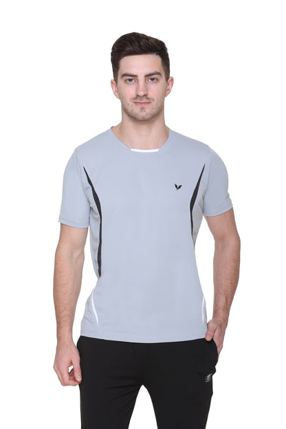 Light Grey Slim Fit Round Neck Dri Fit T-Shirt