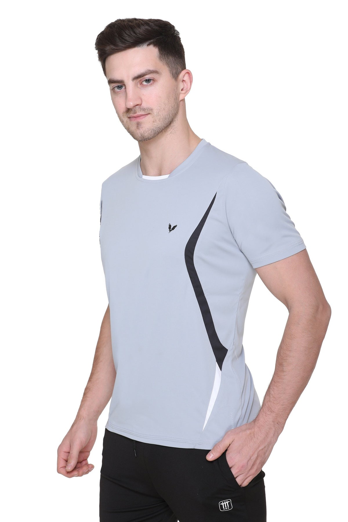 Light Grey Slim Fit Round Neck Dri Fit T-Shirt