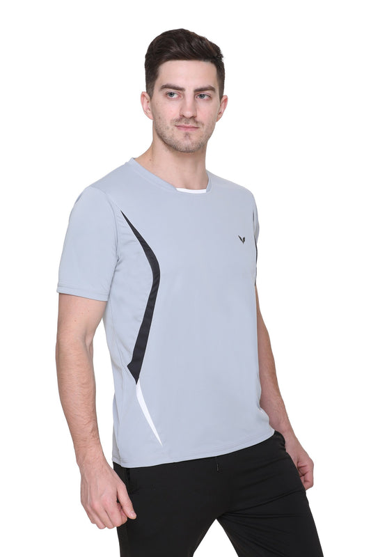Light Grey Slim Fit Round Neck Dri Fit T-Shirt