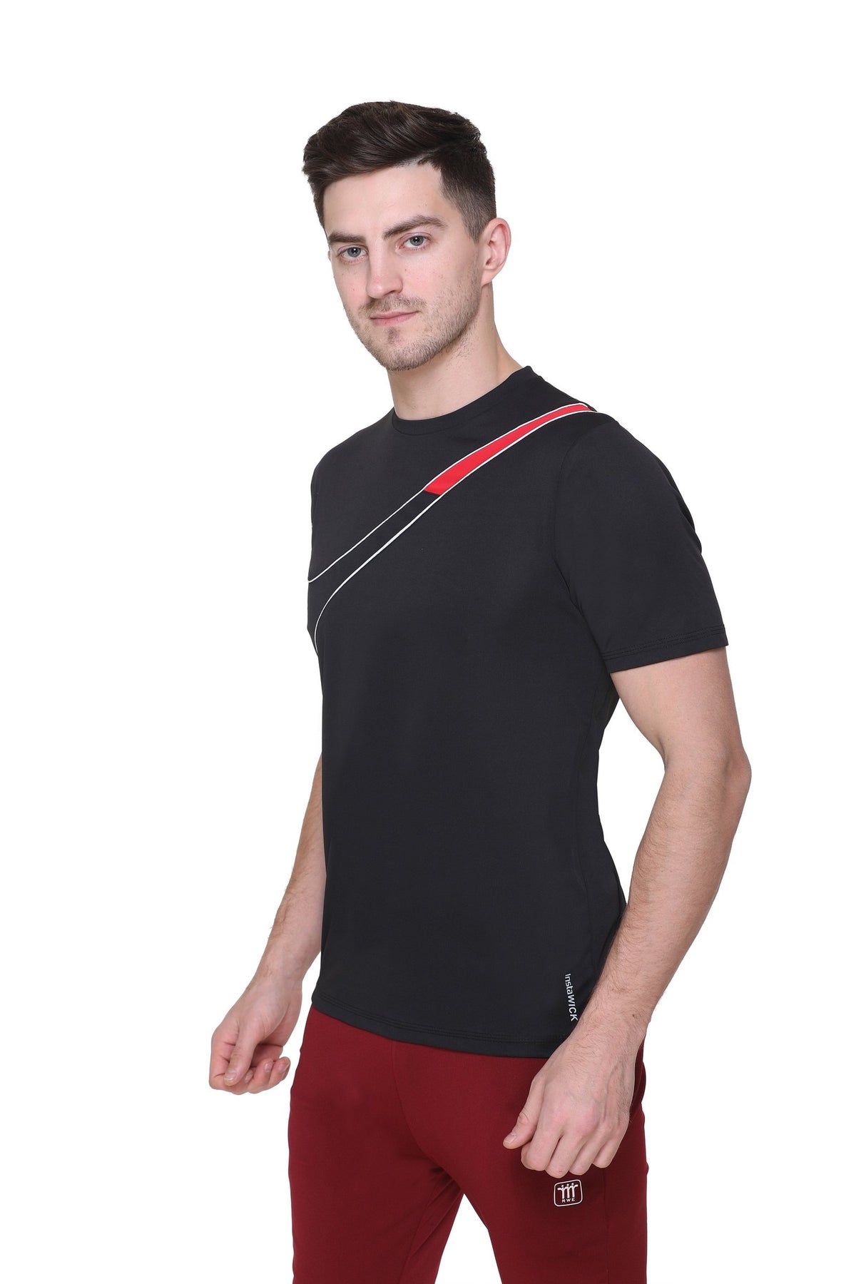 Black Slim Fit Round Neck Dri Fit T-Shirt