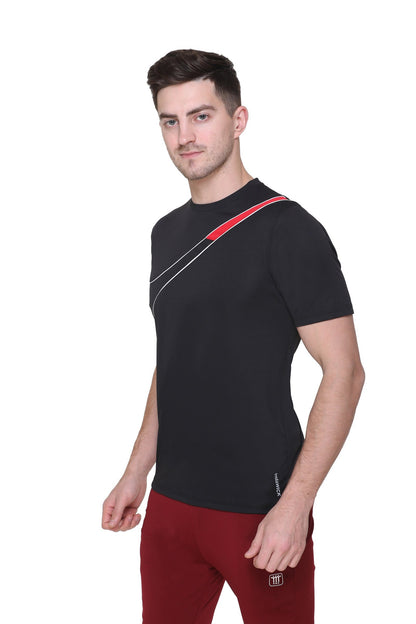 Black Slim Fit Round Neck Dri Fit T-Shirt