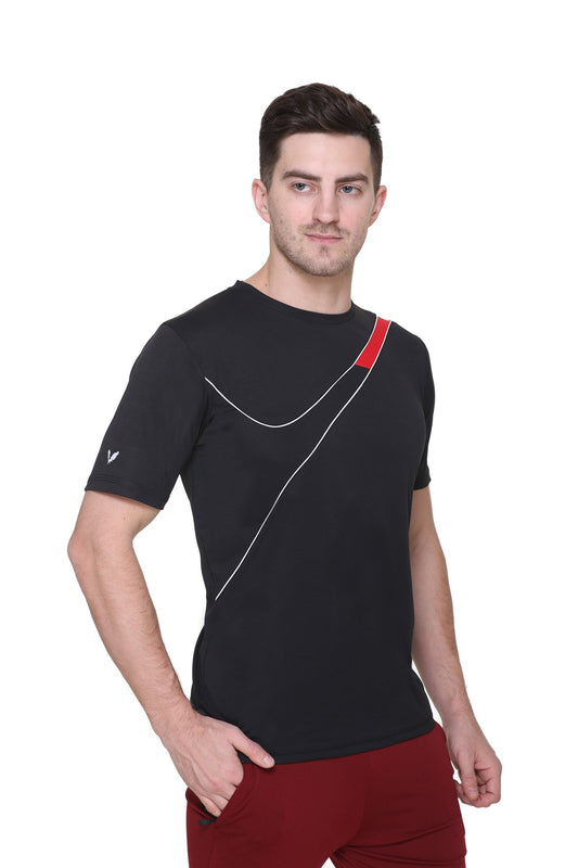 Black Slim Fit Round Neck Dri Fit T-Shirt