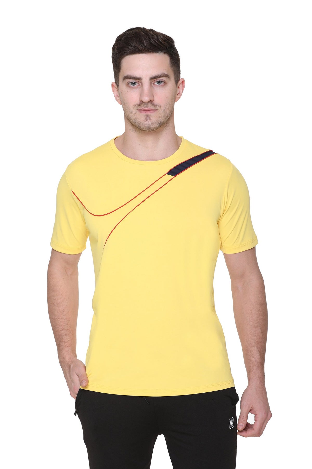 Yellow Slim Fit Round Neck Dri Fit T-Shirt