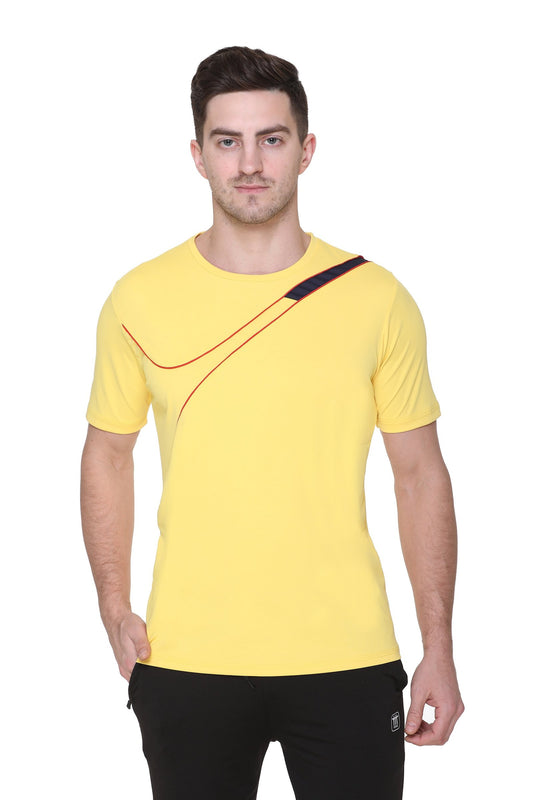 Yellow Slim Fit Round Neck Dri Fit T-Shirt
