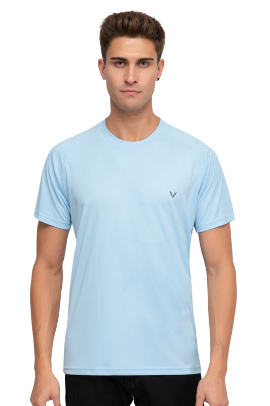 Sky Raglan Sleeves Solid Round Neck Dri Fit Men T-Shirt