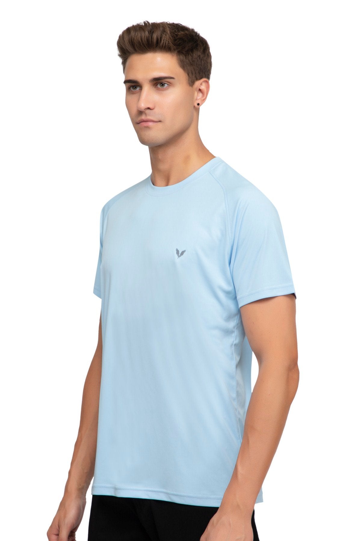 Sky Raglan Sleeves Solid Round Neck Dri Fit Men T-Shirt