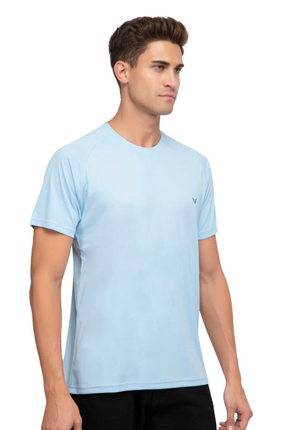 Sky Raglan Sleeves Solid Round Neck Dri Fit Men T-Shirt